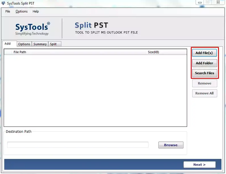 split Outlook PST file into smaller parts