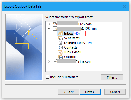export Office 365 archive mailbox via Outlook